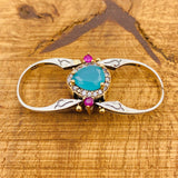 Handmade Reversible Sterling Silver Multi-Stone Ring | Turquoise & Ruby Gemstone | Customizable