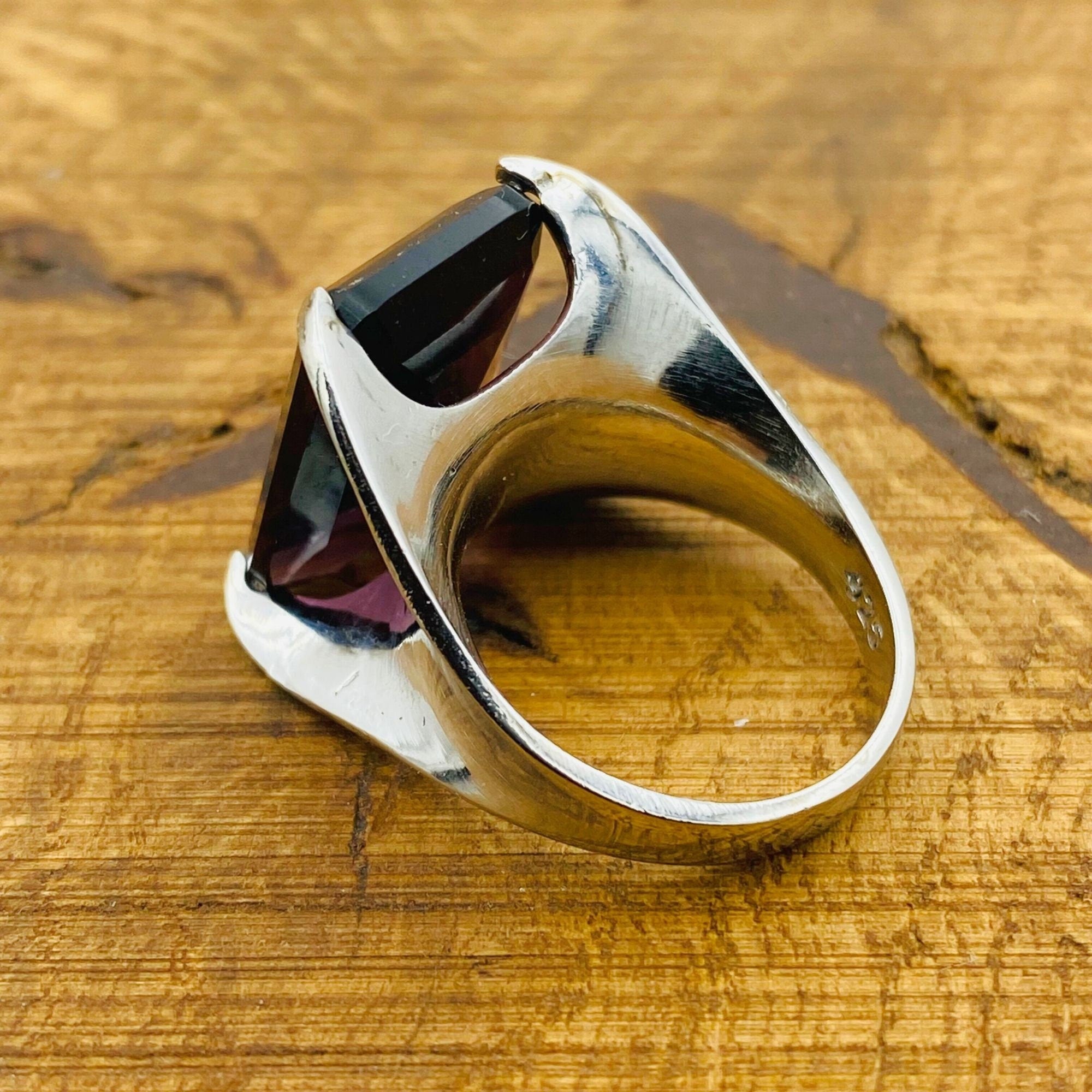 Genuine Amethyst 925 Sterling Silver Ring for Women | Purple Birthstone & Stackable Gemstone Jewelry Gift