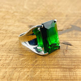 Handcrafted 925 Sterling Silver Emerald Stacking Ring for Women - Genuine Green Gemstone Jewelry