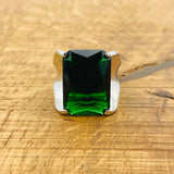 Handcrafted 925 Sterling Silver Emerald Stacking Ring for Women - Genuine Green Gemstone Jewelry