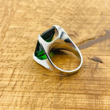 Handcrafted 925 Sterling Silver Emerald Stacking Ring for Women - Genuine Green Gemstone Jewelry