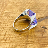 Exquisite Women's Amethyst Stacking Ring - Genuine 925K Sterling Silver Handmade Birthstone Jewelry