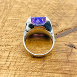 Exquisite Women's Amethyst Stacking Ring - Genuine 925K Sterling Silver Handmade Birthstone Jewelry
