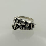 Men's 925 Sterling Silver Motorcycle Ring | Handmade Biker Jewelry Gift for Him