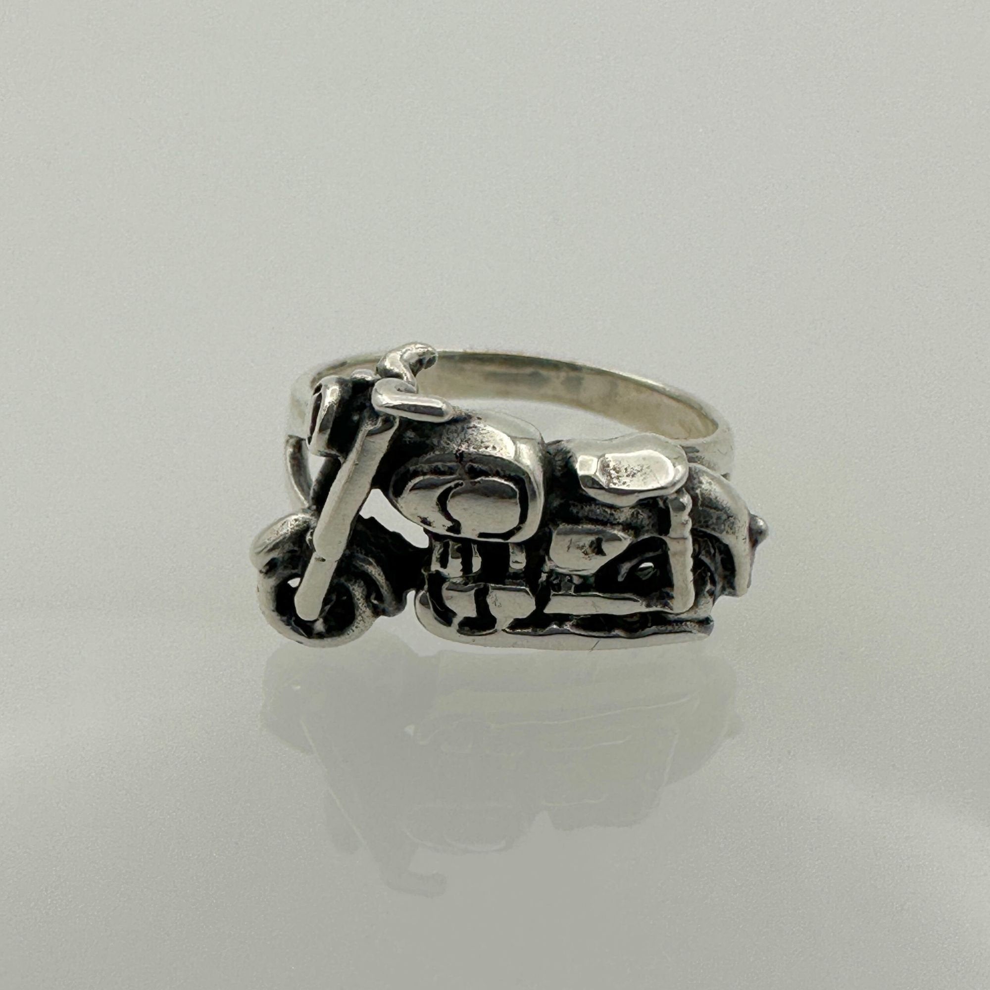 Men's 925 Sterling Silver Motorcycle Ring | Handmade Biker Jewelry Gift for Him