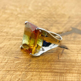 خاتم زولتانيت تركي فضة استرلينية مصنوع يدويًا - حجر كريم أصلي يغير لونه للنساء