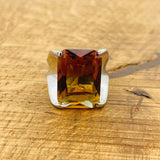 خاتم زولتانيت تركي فضة استرلينية مصنوع يدويًا - حجر كريم أصلي يغير لونه للنساء