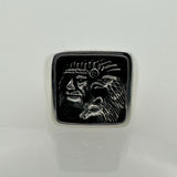 Authentic Hand-Engraved Native American Chief 925 Sterling Silver Ring for Men - Heritage Gift Jewelry