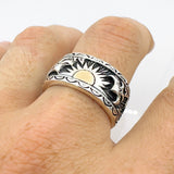 Handmade 925 Sterling Silver Eagle Sun Totem Ring for Men - Unique Thai Jewelry Gift