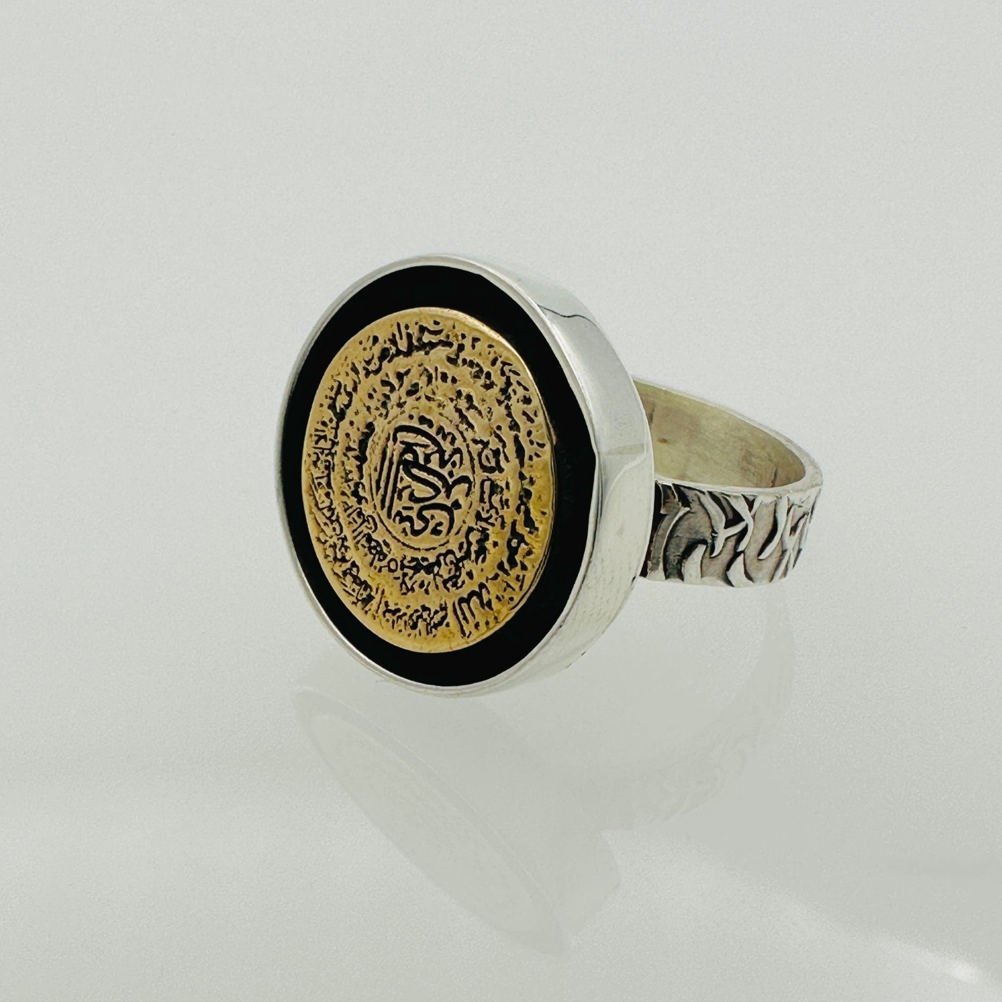 Handmade 925 Sterling Silver Men's Islamic Ring with Engraved Arabic Stone - Religious Jewelry Gift