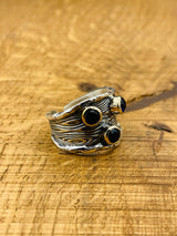 Handcrafted 925 Sterling Silver Blue Sapphire Three Stone Ring for Women - Elegant Gift