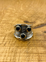 Handcrafted 925 Sterling Silver Blue Sapphire Three Stone Ring for Women - Elegant Gift