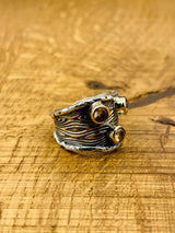 Artisan Handmade 925 Sterling Silver Adjustable Champagne Citrine Ring for Women