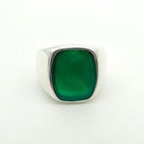 خاتم فضة بحجر العقيق الأخضر للرجال