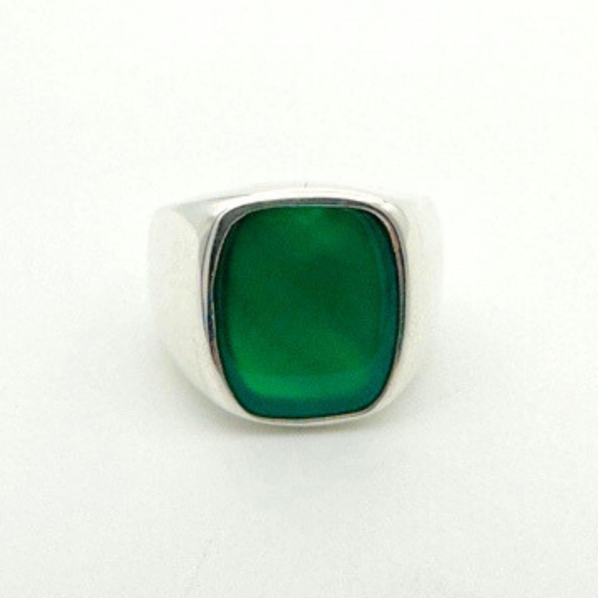 خاتم فضة بحجر العقيق الأخضر للرجال