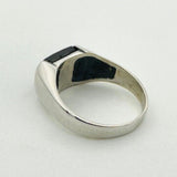 Men's Handcrafted 925 Sterling Silver Black Onyx Rectangle Ring - Minimalist & Elegant Gift for Him