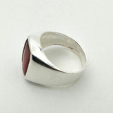 Men's Red Agate Gemstone Silver Ring
