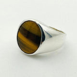 خاتم فضة بحجر عين النمر للرجال