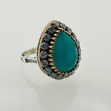 Handcrafted Turkish Sterling Silver Blue Turquoise Heart Ring for Women
