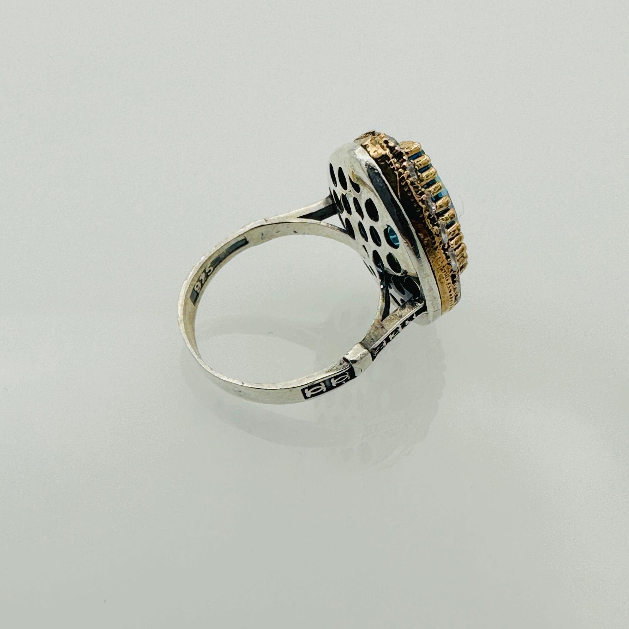 خاتم قلب من الفيروز المائي الفضي الإسترليني 925 اليدوي التركي - هدية رائعة للنساء