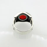 خاتم عقيق أحمر تركي فضة استرلينية يدوي للرجال - بيان بسيط وهدية فريدة