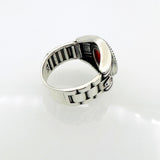 خاتم عقيق أحمر تركي فضة استرلينية يدوي للرجال - بيان بسيط وهدية فريدة