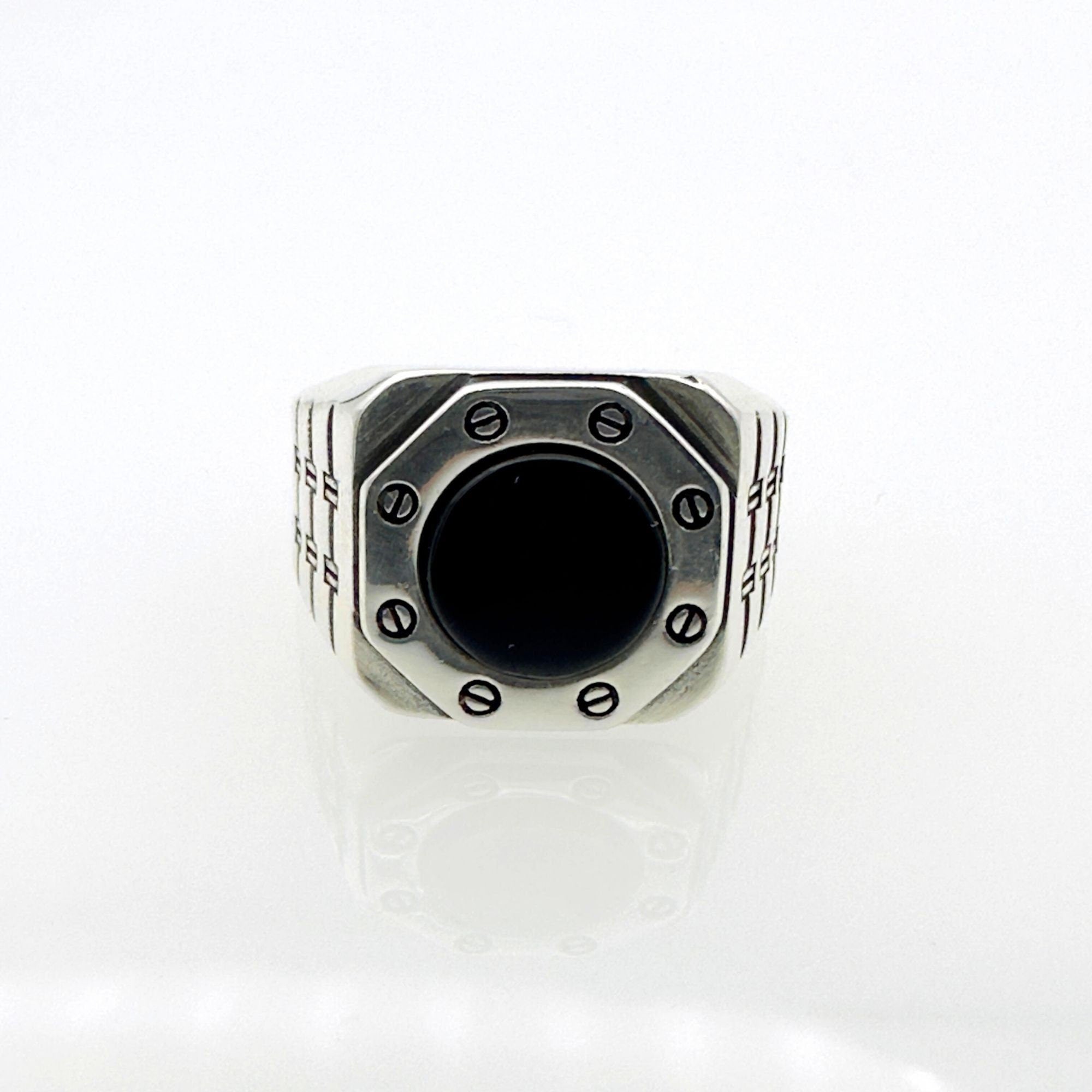Men's Turkish Handmade 925 Sterling Silver Black Onyx Ring - Minimalist & Fashion-Forward Gift for Him