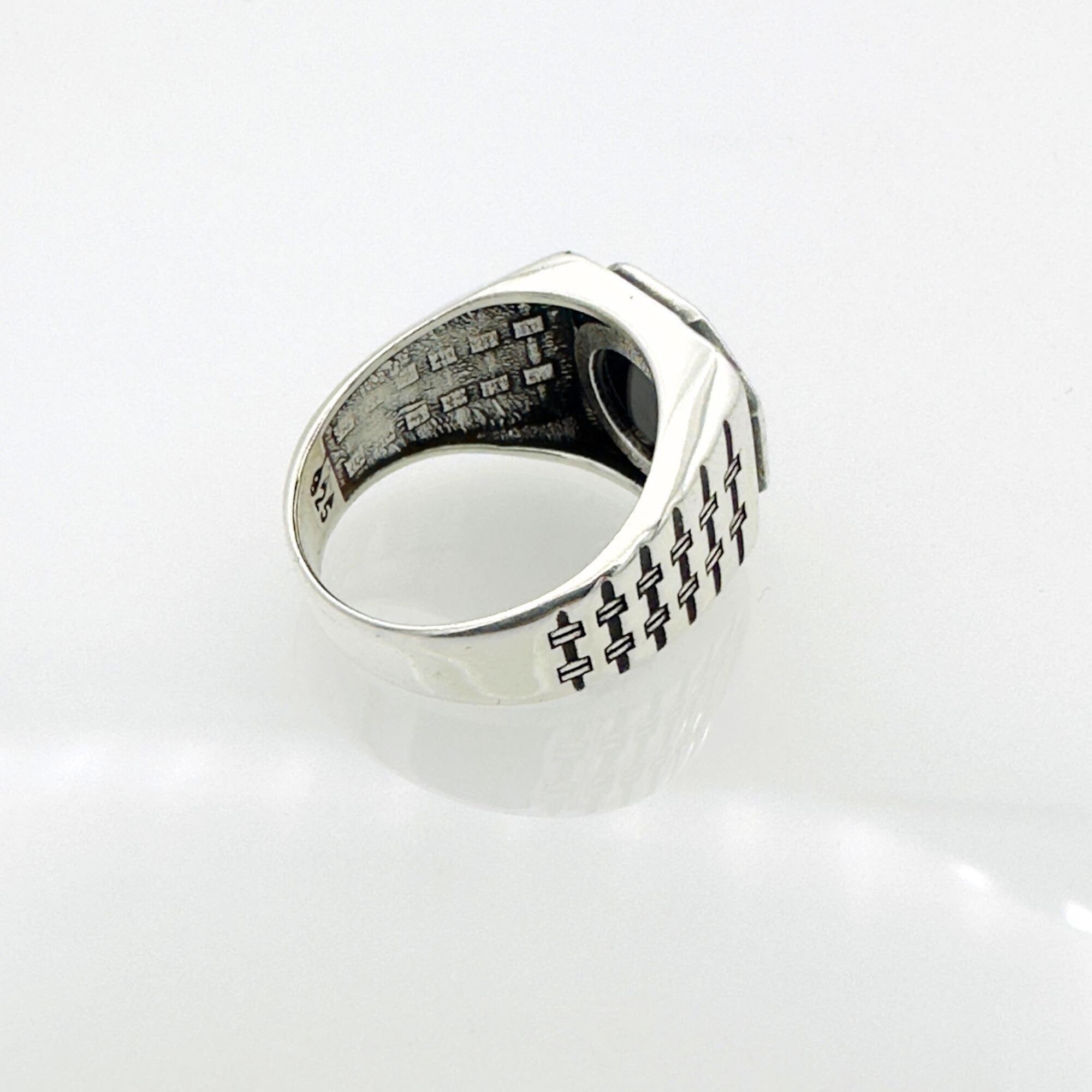 Men's Turkish Handmade 925 Sterling Silver Black Onyx Ring - Minimalist & Fashion-Forward Gift for Him
