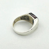 Turkish Handmade Men's 925 Sterling Silver Red Zircon Ring - Minimalist Gift for Him