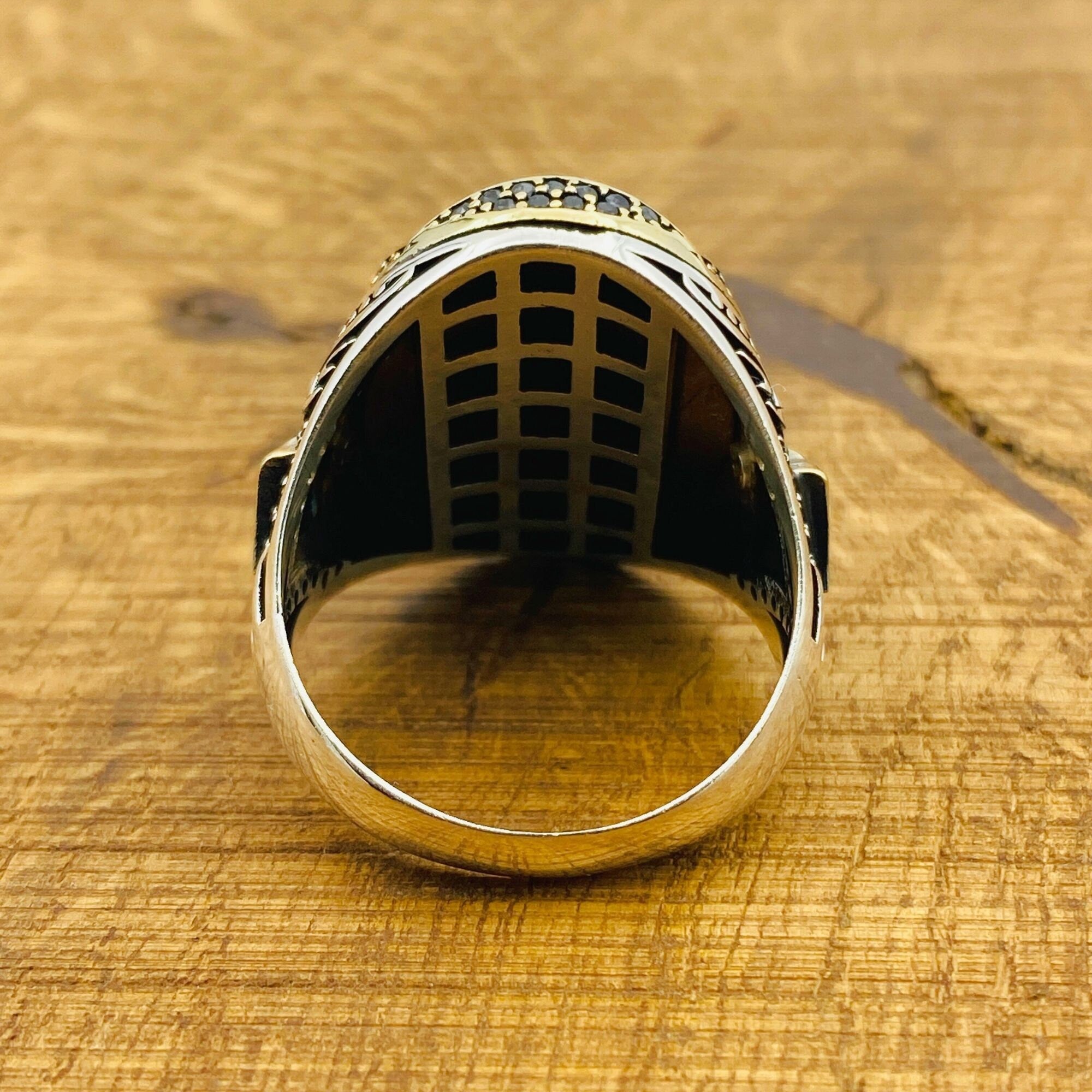 Handcrafted Turkish Men's Black Onyx 925 Sterling Silver Ring