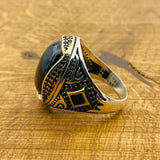 Handcrafted Turkish Men's Black Onyx 925 Sterling Silver Ring