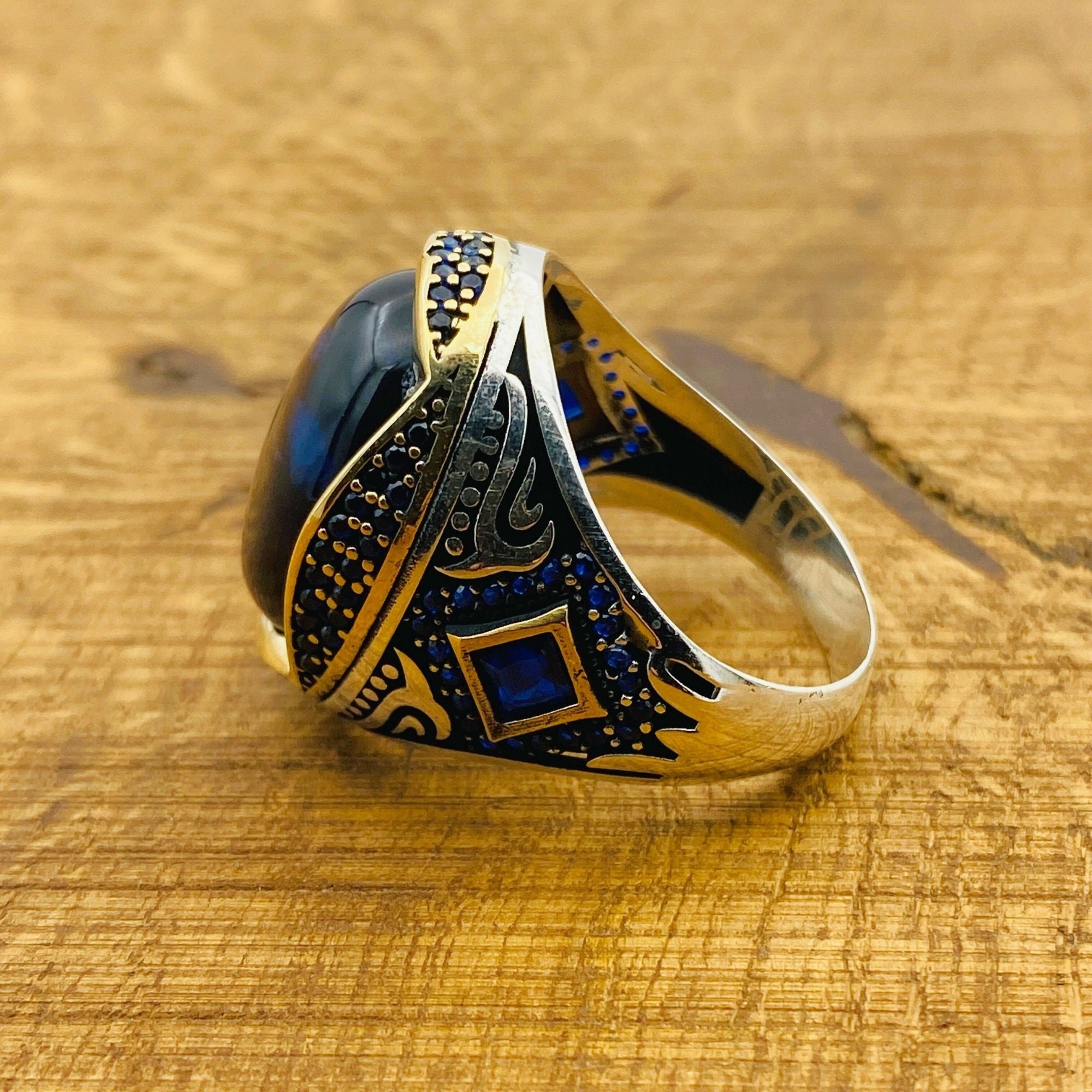 Handcrafted Men's Sterling Silver Lapis Lazuli Ring - Authentic Turkish Statement Jewelry & Gift