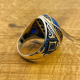 Handcrafted Men's Sterling Silver Lapis Lazuli Ring - Authentic Turkish Statement Jewelry & Gift