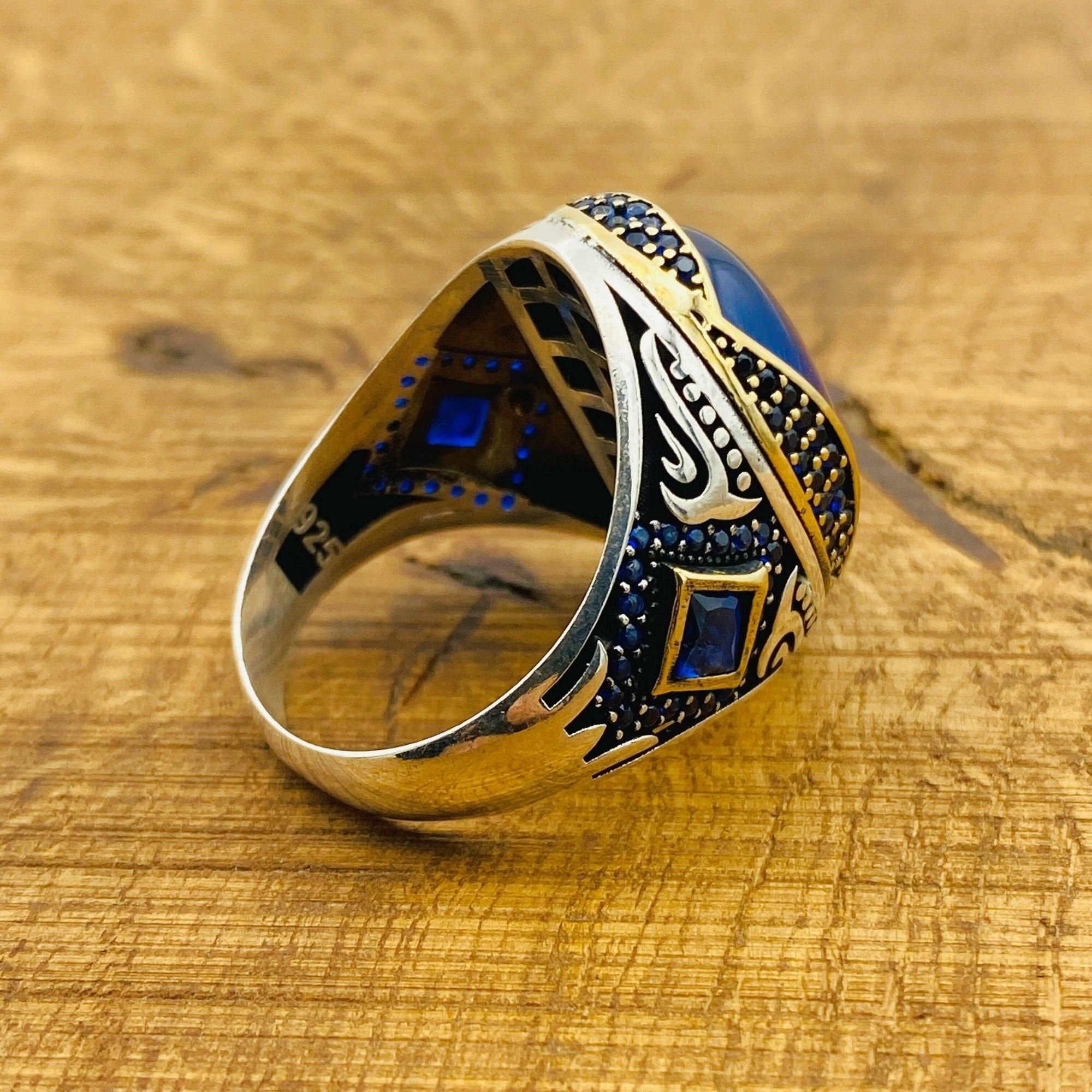 Handcrafted Men's Sterling Silver Lapis Lazuli Ring - Authentic Turkish Statement Jewelry & Gift