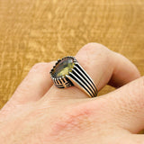 Handcrafted 925 Sterling Silver Ottoman Men's Ring with Color-Changing Zultanite Stone