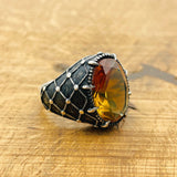 Exquisite Handmade Ottoman Sterling Silver Men's Ring with Dynamic Color-Changing Zultanite Stone
