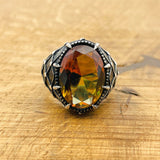 Exquisite Handmade Ottoman Sterling Silver Men's Ring with Dynamic Color-Changing Zultanite Stone