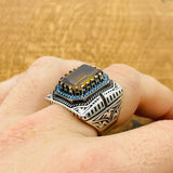 Handcrafted Ottoman 925 Sterling Silver Men's Ring | Multi-Color Changing Zultanite Stone