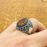 Handcrafted Ottoman Men's Ring with Color-Changing Zultanite Stone | Authentic 925 Sterling Silver
