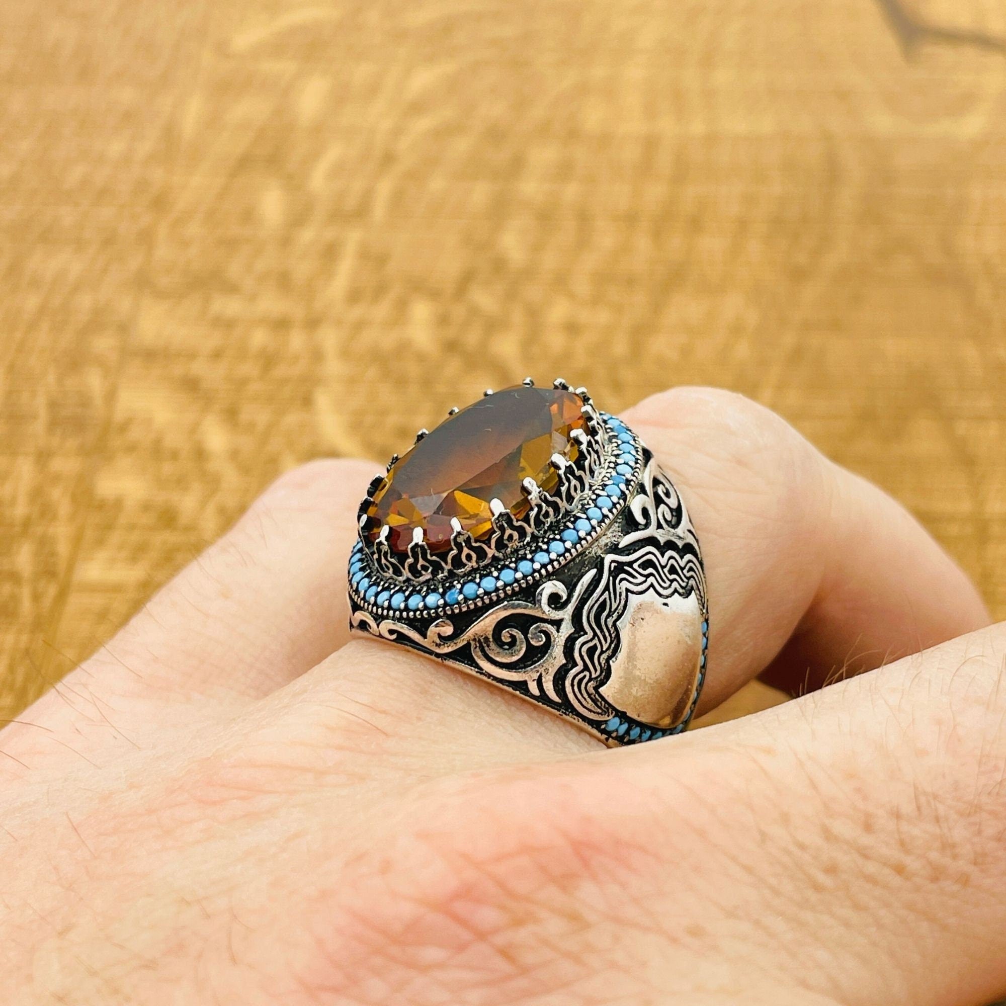 Handcrafted Ottoman Men's Ring with Color-Changing Zultanite Stone | Authentic 925 Sterling Silver