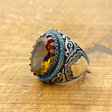 Handcrafted Ottoman Men's Ring with Color-Changing Zultanite Stone | Authentic 925 Sterling Silver