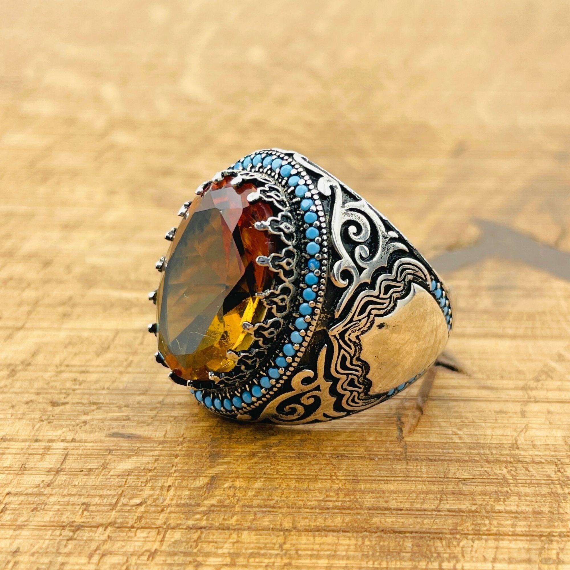 Handcrafted Ottoman Men's Ring with Color-Changing Zultanite Stone | Authentic 925 Sterling Silver
