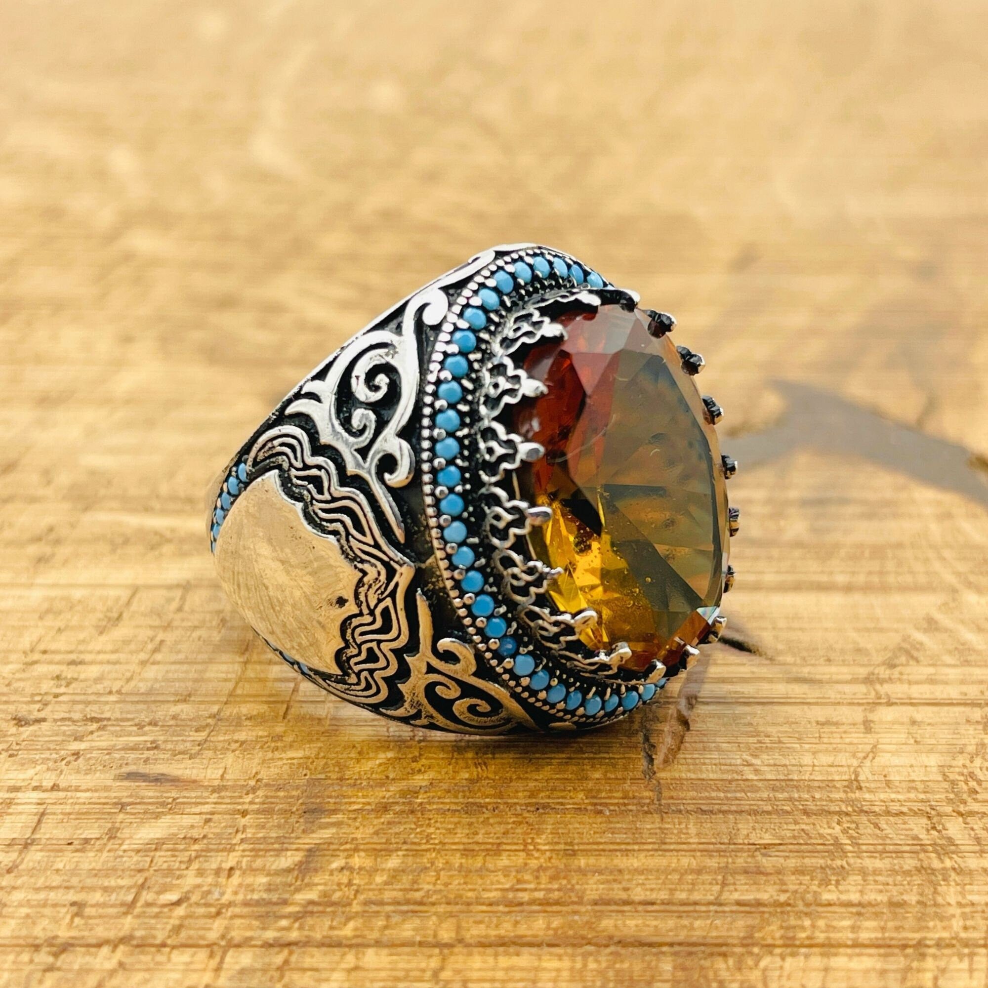 Handcrafted Ottoman Men's Ring with Color-Changing Zultanite Stone | Authentic 925 Sterling Silver
