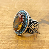 Handcrafted 925 Sterling Silver Ottoman Men's Ring | Color-Changing Zultanite Gemstone