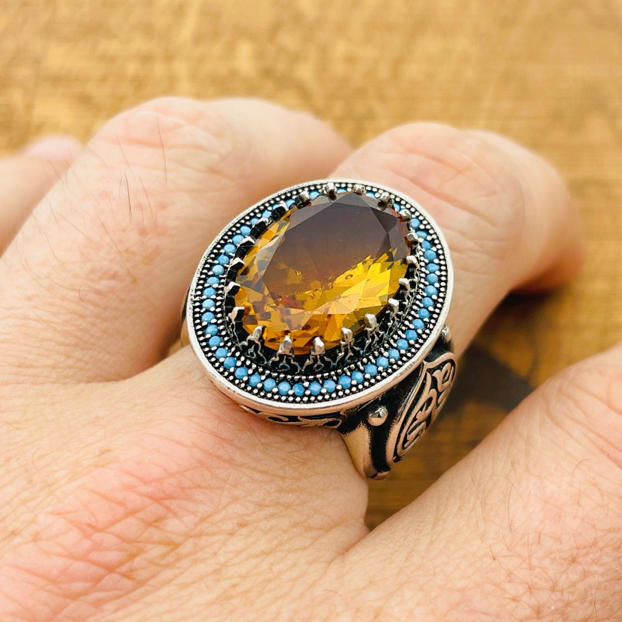 Handcrafted 925 Sterling Silver Ottoman Men's Ring | Color-Changing Zultanite Gemstone