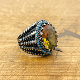 Color-Changing Zultanite Sterling Silver Men's Ring - Ottoman Style Handcrafted Luxury Jewelry