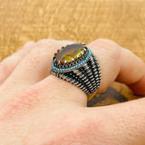 Color-Changing Zultanite Sterling Silver Men's Ring - Ottoman Style Handcrafted Luxury Jewelry