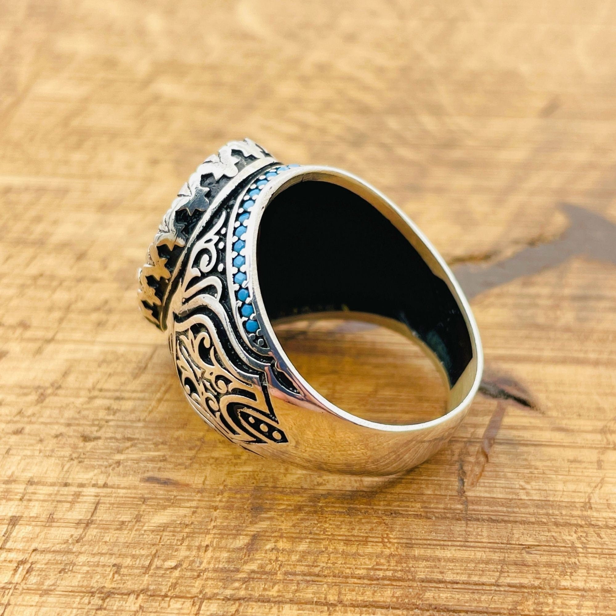 Exquisite Ottoman Sterling Silver Men's Ring with Color-Changing Zultanite Stone