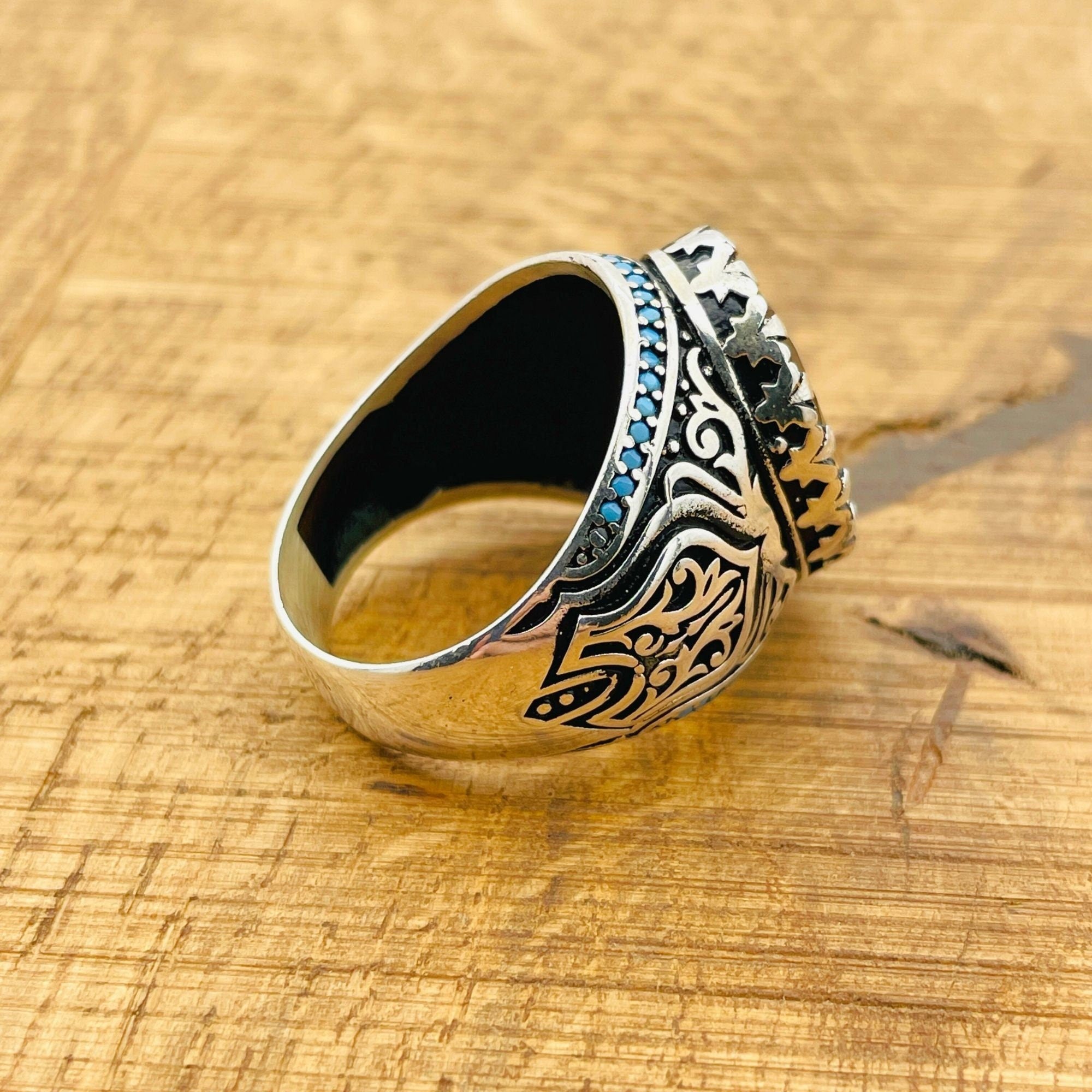 Exquisite Ottoman Sterling Silver Men's Ring with Color-Changing Zultanite Stone