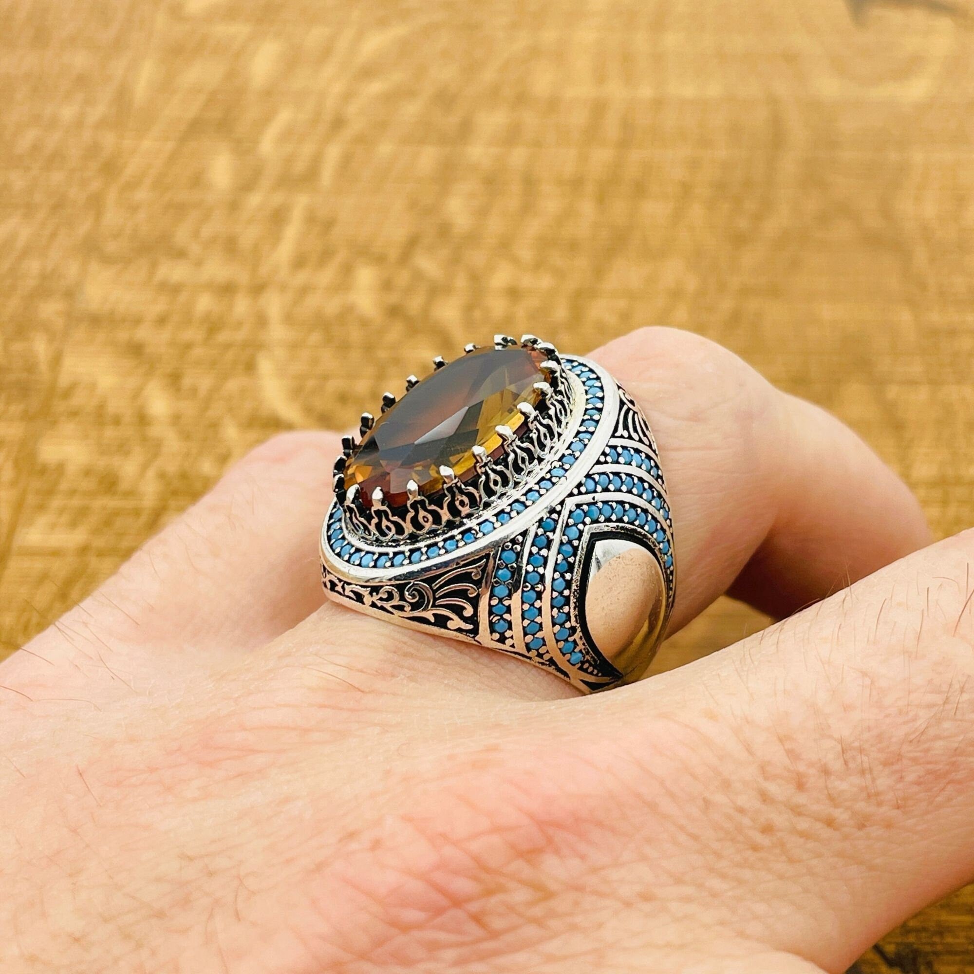 Handcrafted Ottoman Sterling Silver Men's Ring | Color-Changing Zultanite | Luxury Gift for Him